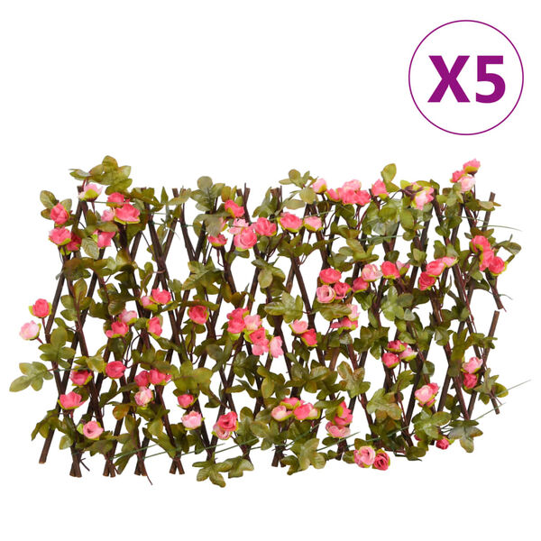 vidaXL&nbsp;Artificial Ivy Trellis Expandable 5 pcs Dark Pink 70.9x7.9"