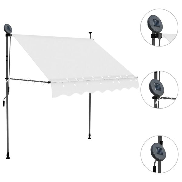 vidaXL Retractable Awning Cream Polyester with PU coating, Steel