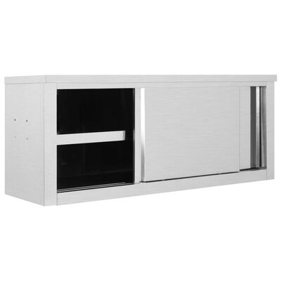 vidaXL Kitchen Wall Cabinet with Sliding Doors 47.2"x15.7"x19.7" Stainless Steel