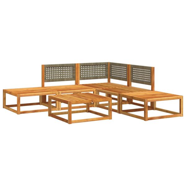 vidaXL Garden Sofa Set Grey Solid acacia wood 6 Piece Set Modular