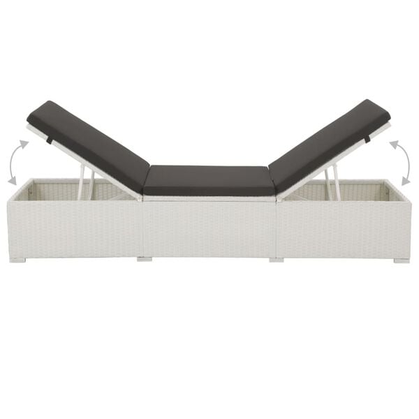 vidaXL Sunlounger Set White and Black PE rattan