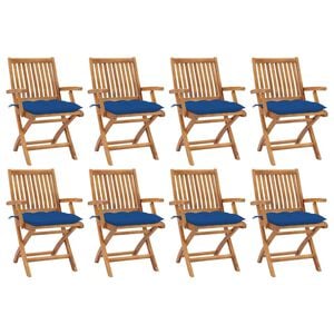 vidaXL Patio Chair Set of 8 Teak Wood Standard Collapsible