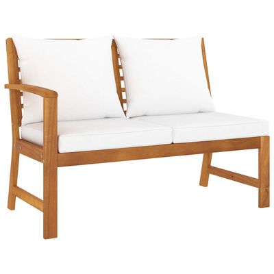 vidaXL 5 Piece Patio Lounge Set with Cushion Cream Solid Acacia Wood
