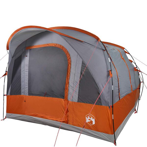 vidaXL Camping Tent Tunnel 3-Person Gray and Orange Waterproof