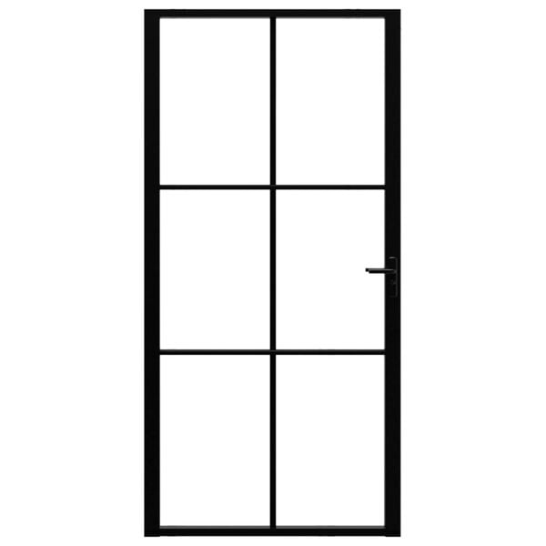 vidaXL Interior Door ESG Glass and Aluminum 40.4"x79.3" Black