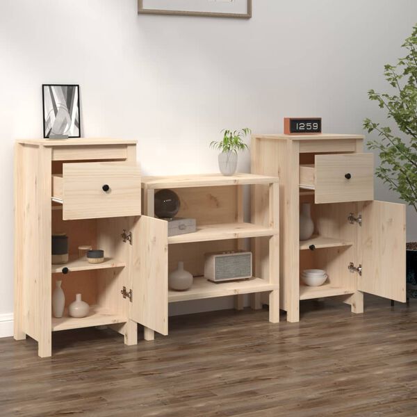 vidaXL Sideboard Set of 2 Pine Solid pine wood Standard Sideboard