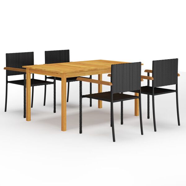 vidaXL Dining Set Black & Brown
