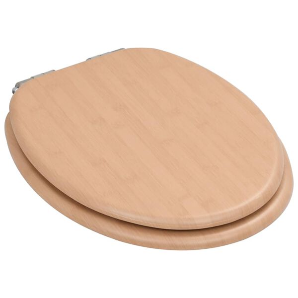 vidaXL WC Toilet Seats 2 pcs with Soft Close Lids MDF Bamboo Design (2x143926)