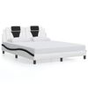 vidaXL Bed Frame "Viana" without Mattress White and Black 63"x78.7" Faux Leather