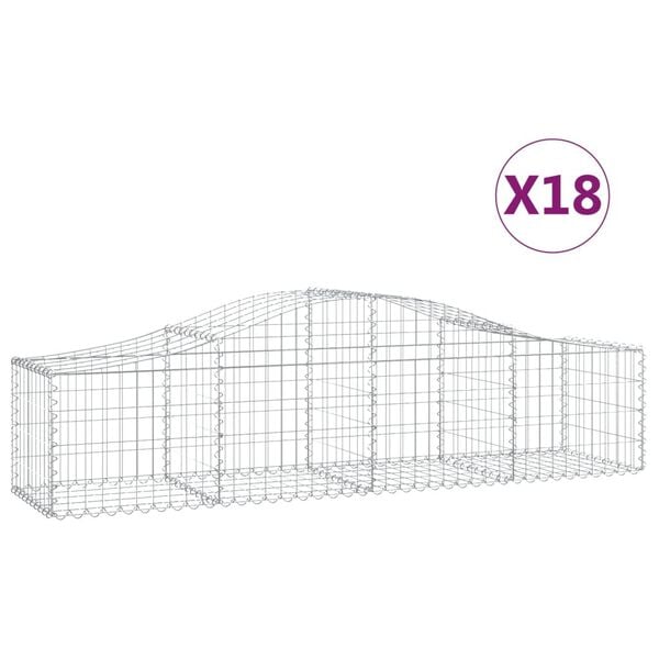 vidaXL Gabion Basket Set of 18 Silver Galvanized iron Large Durable