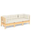 vidaXL 3-seater Garden Sofa Cream Solid pinewood, 100% polyester fabric