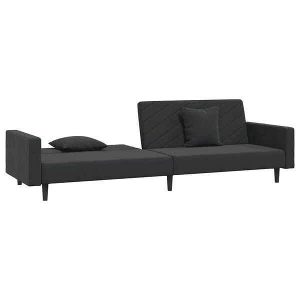vidaXL Sofa Bed Black Velvet Velvet (100% polyester), Wooden Frame, Plastic