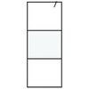 vidaXL Walk-in Shower Wall Black 31.5x76.8" Half Frosted ESG Glass