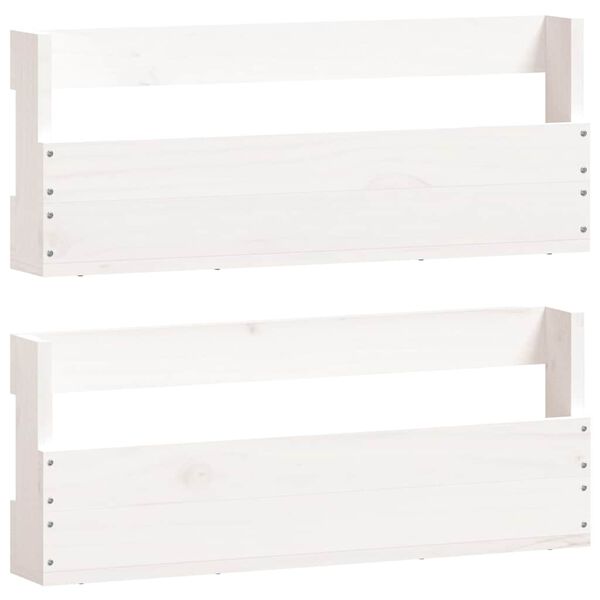 vidaXL Wall-mounted Shoe Rack Set of 2 White Solid Pine Wood