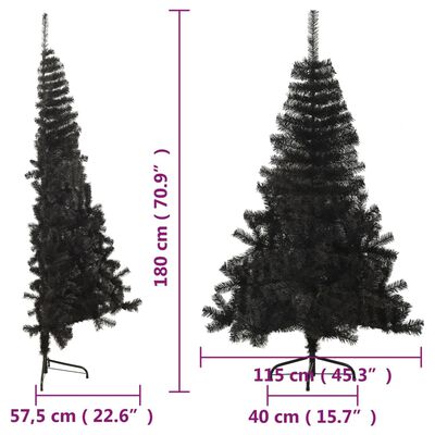vidaXL Artificial Half Christmas Tree with Stand Black 6 ft PVC