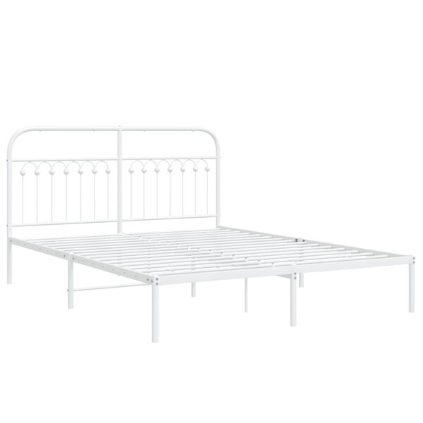 vidaXL Bed Frame White Steel Double Bed Frame Rectangular Double Bed