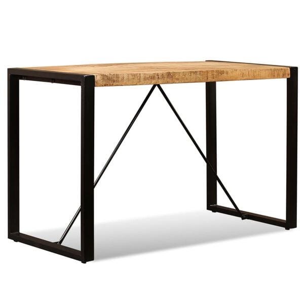 vidaXL Dining Table Brown and Black Solid rough mango wood 47.2 in