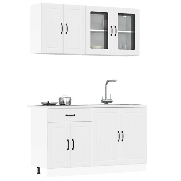 vidaXL Kitchen Cabinet Set White Engineered wood, Glass Large
