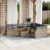 vidaXL Garden Sofa Set Beige PE rattan Large Adjustable Armrests