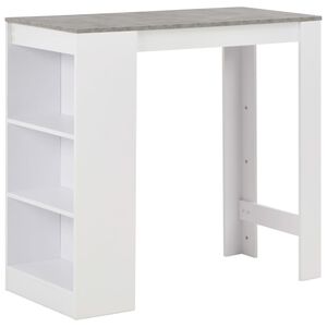 vidaXL Bar Table White with concrete color table top Engineered wood