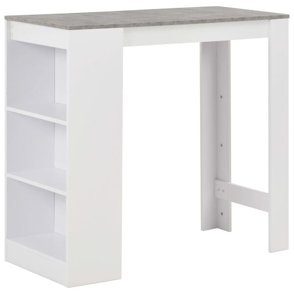 vidaXL Bar Table White with concrete color table top Engineered wood