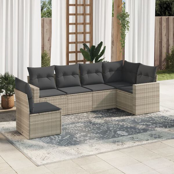 vidaXL Garden Sofa Set Light Grey PE Rattan Modular Garden Sofa Set