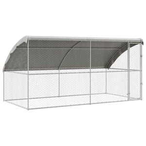 vidaXL Dog Kennel 2 pcs Silver 13.12 x 6.56 x 6.56 ft Steel