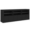 vidaXL Sideboard Black Engineered wood, Glass Medium Sideboard