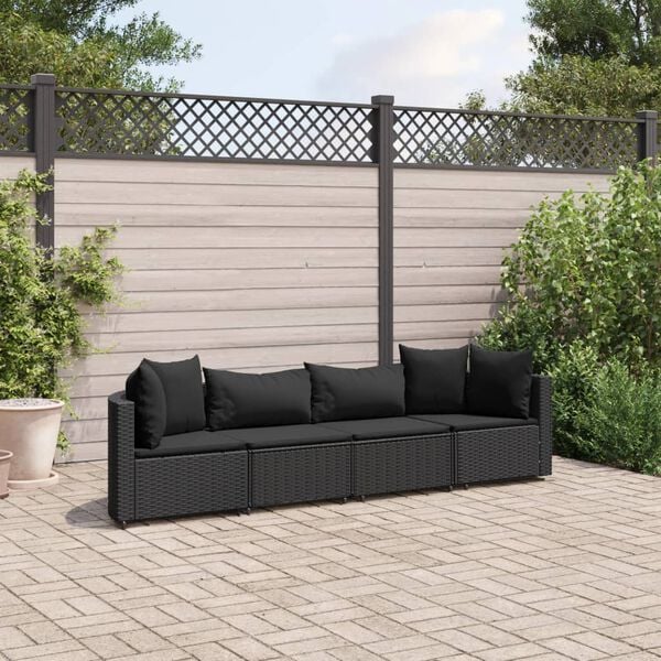 vidaXL Patio Sofa Set Set of 4 Black