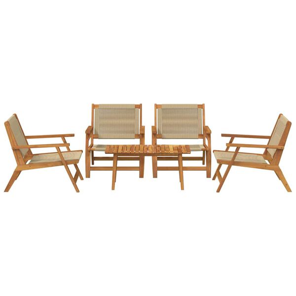 vidaXL Garden Chairs with Table 5 pcs Beige Solid Acacia wood