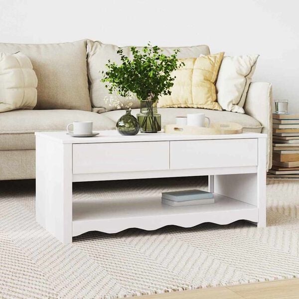 vidaXL Coffee Table Drammen White 99 x 55 x 45 cm Solid pine wood