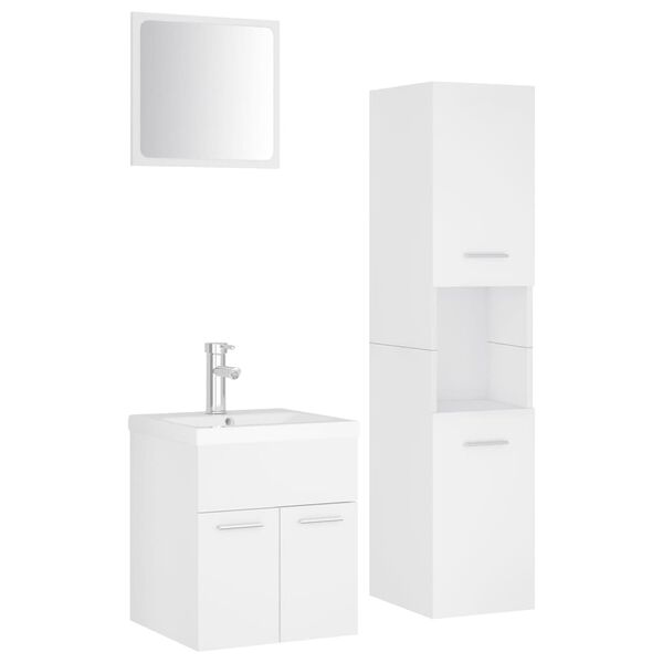 vidaXL Bathroom Furniture Set White Engineered wood, Ceramic, Acrylic