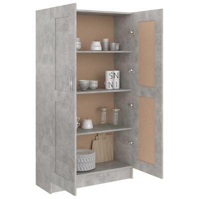 vidaXL Book Cabinet Concrete Gray 32.5"x12"x59.1" Chipboard