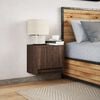 vidaXL Wall-mounted Bedside Cabinet Brown Oak Engineered wood