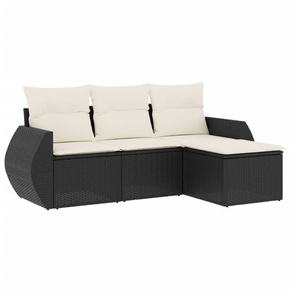 vidaXL Garden Sofa Set Black, Cream White