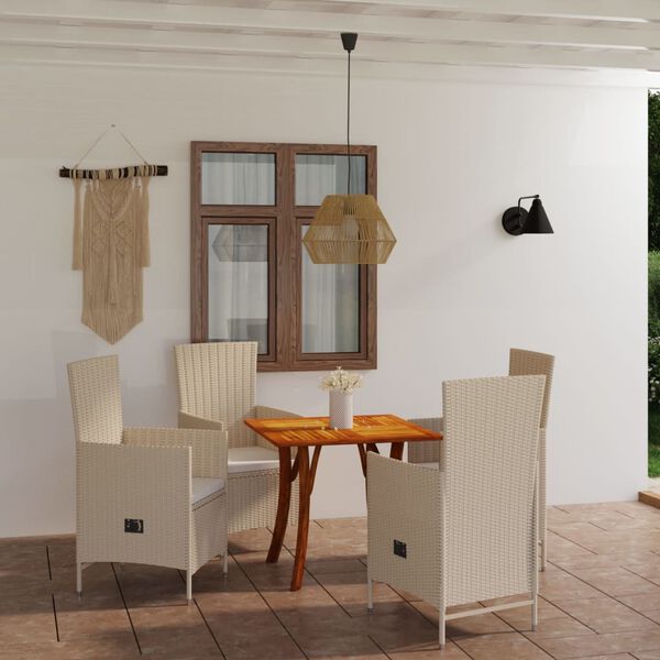 vidaXL 5 Piece Patio Dining Set Beige