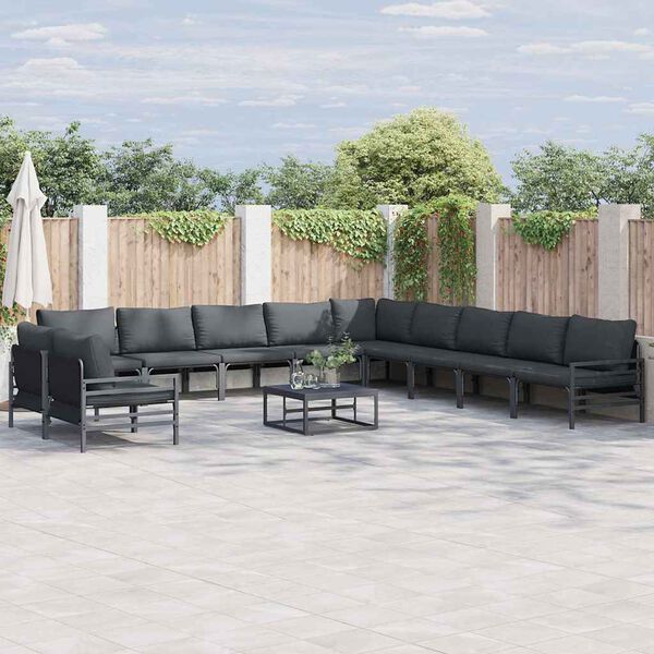vidaXL Garden Sofa Set with Cushion Anthracite Steel