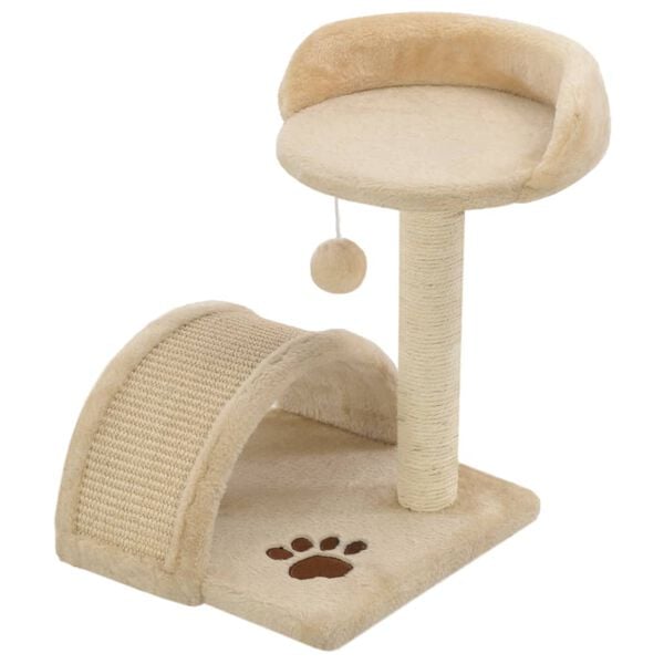 vidaXL Cat Tree Beige and Brown Particle board, Polyester plush, Sisal rope
