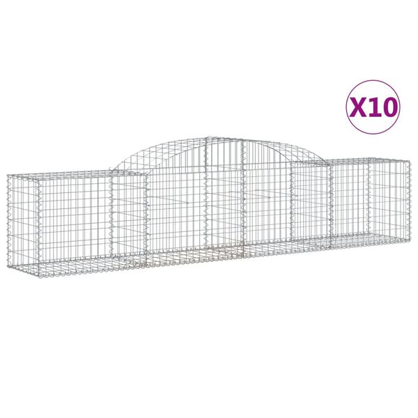 vidaXL Gabion Basket Set of 10 Silver Galvanized iron