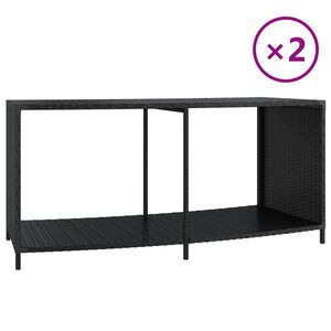 vidaXL Storage Shelf Black PE rattan, powder-coated steel Medium