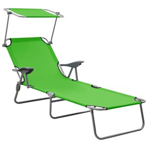 vidaXL Outdoor Sunbed Green Powder-coated steel and fabric