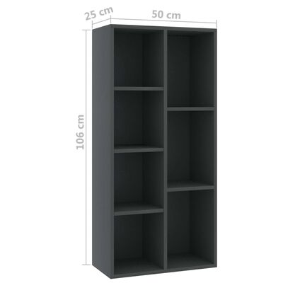 vidaXL Book Cabinet Gray 19.7"x9.8"x41.7" Chipboard