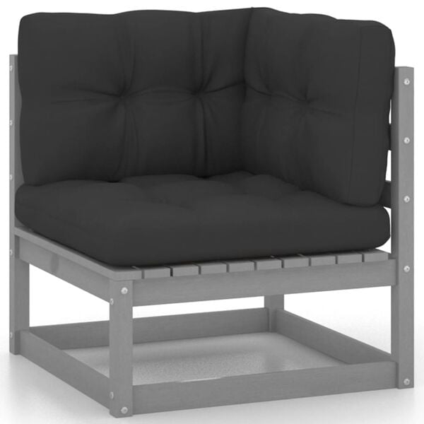 vidaXL Garden Lounge Set Grey, Anthracite Solid pinewood, polyester Large