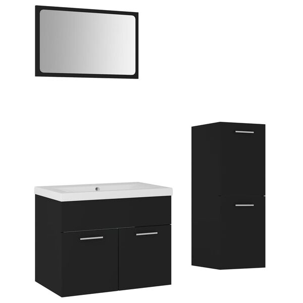 vidaXL Bathroom Furniture Set Black Engineered wood, acrylic, ceramic