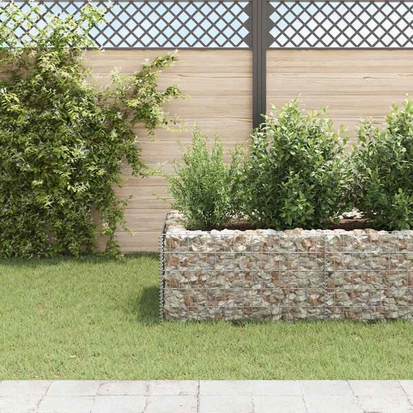 vidaXL Gabion Raised Bed Silver Galvanized steel Large