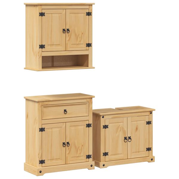 vidaXL Bathroom Furniture Set Honey Solid pine wood L