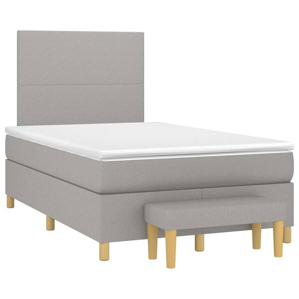 vidaXL Box Spring Bed with Mattress Light grey, White