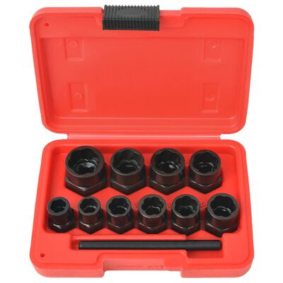 vidaXL 11 Piece Bolt Extractor Set for Damaged Bolts and Nuts Steel