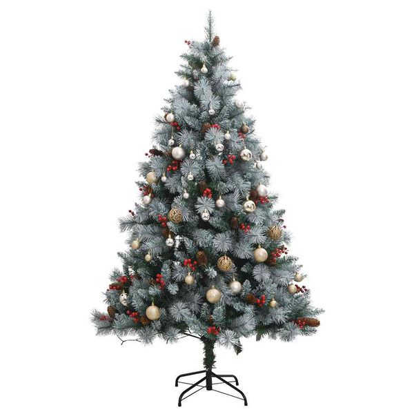 vidaXL Artificial Hinged Christmas Tree Green and white PVC