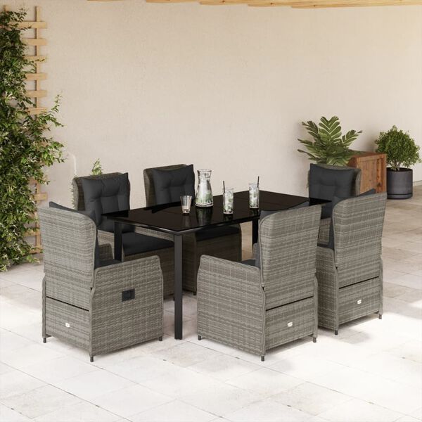 vidaXL Garden Dining Set Grey PE rattan Large Garden Dining Set